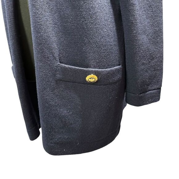 ST. JOHN Basics SANTANA KNIT JACKET CARDIGAN Open Front Long Navy SIZE LARGE - Picture 3 of 10